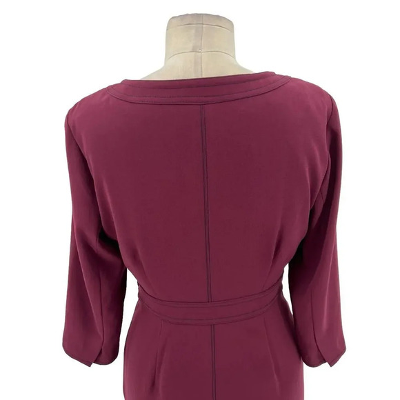 Boden Addie Burgundy Tie Waist Dress Size US 6R - Picture 10 of 13